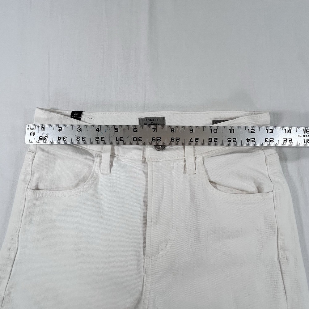 COH Citizens of Humanity Drew Flounce Flared Cropped White Jeans 25 High Rise - Picture 6 of 12